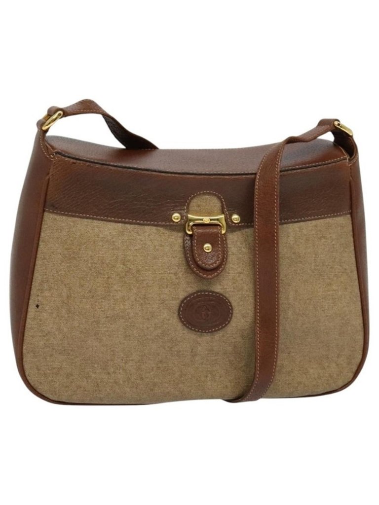 Authentic Gucci Shoulder Bag Pvc Brown Gold